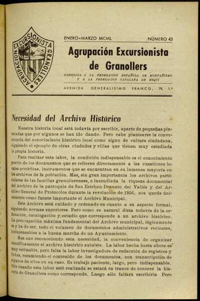 Butlletí de l'Agrupació Excursionista de Granollers, 1/3/1950 [Issue]