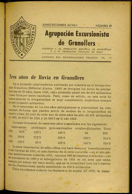 Butlletí de l'Agrupació Excursionista de Granollers, 1/12/1952 [Issue]