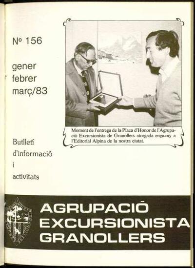 Butlletí de l'Agrupació Excursionista de Granollers, 1/3/1983 [Issue]