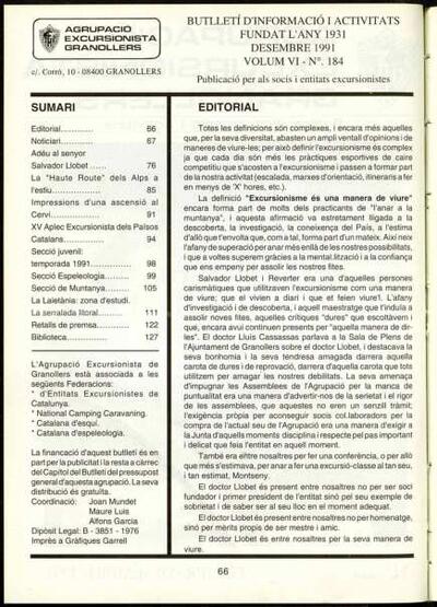 Butlletí de l'Agrupació Excursionista de Granollers, 1/12/1991 [Issue]