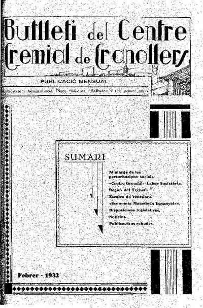 Butlletí del Centre Gremial de Granollers, 1/2/1932 [Ejemplar]