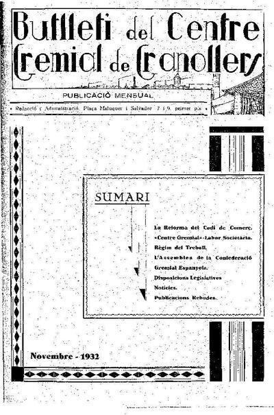 Butlletí del Centre Gremial de Granollers, 1/11/1932 [Issue]