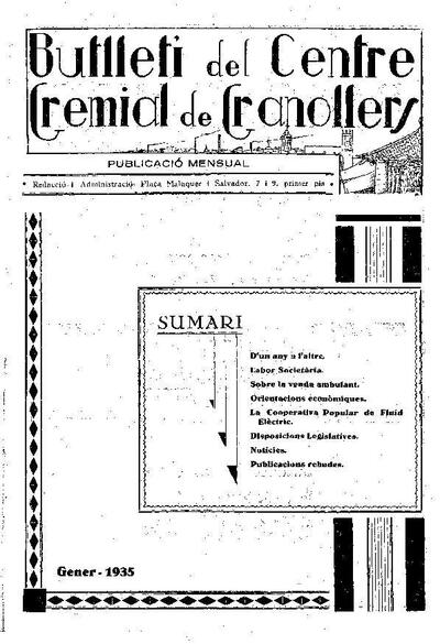 Butlletí del Centre Gremial de Granollers, 1/1/1935 [Exemplar]
