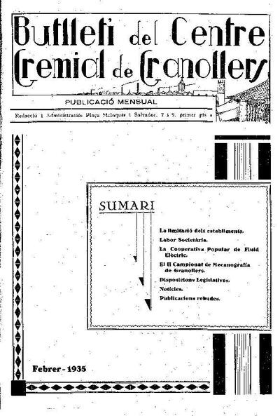 Butlletí del Centre Gremial de Granollers, 1/2/1935 [Ejemplar]