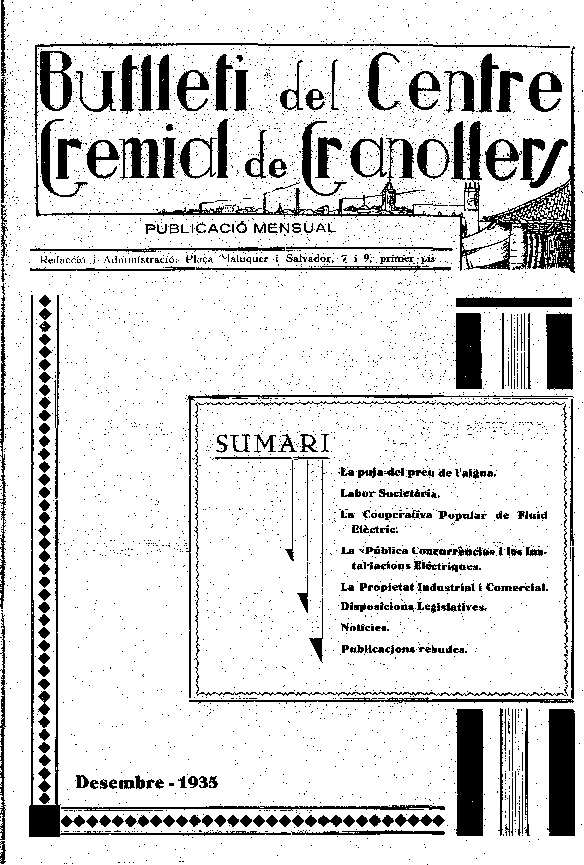 Butlletí del Centre Gremial de Granollers, 1/12/1935 [Ejemplar]