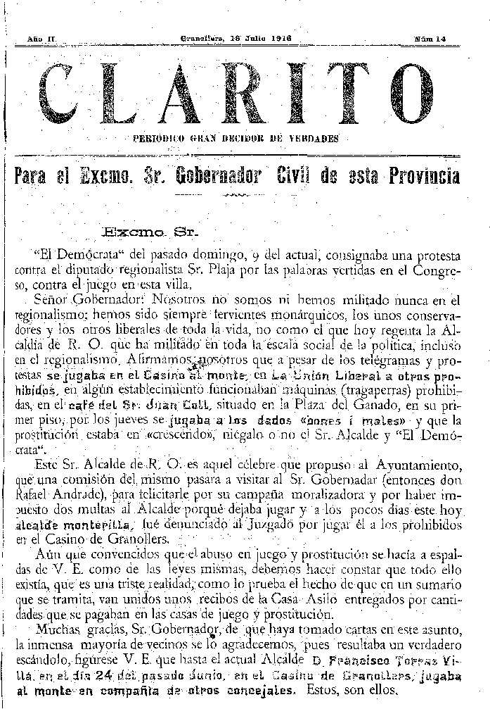 Clarito, 16/7/1916 [Issue]