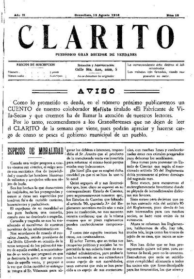 Clarito, 13/8/1916 [Ejemplar]