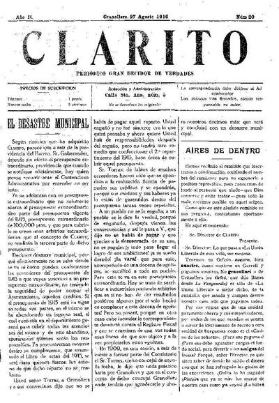 Clarito, 27/8/1916 [Ejemplar]