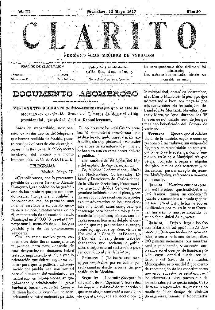 Clarito, 13/5/1917 [Issue]