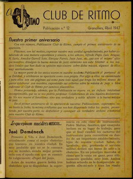 Club de Ritmo, 1/4/1947 [Issue]