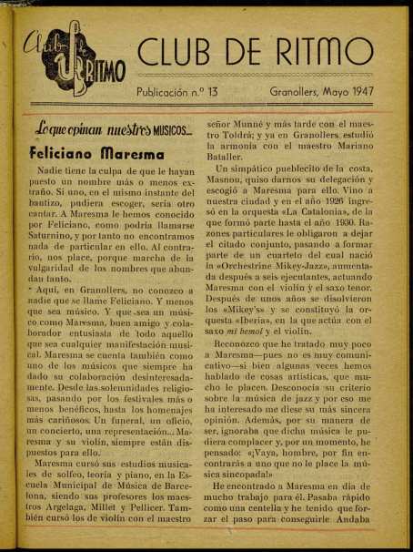 Club de Ritmo, 1/5/1947 [Ejemplar]