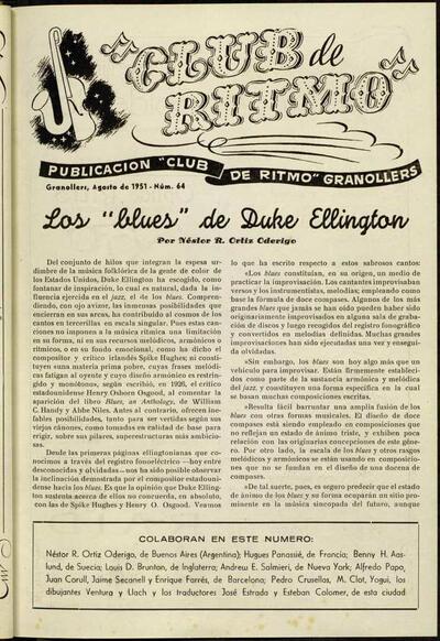 Club de Ritmo, 1/8/1951 [Issue]
