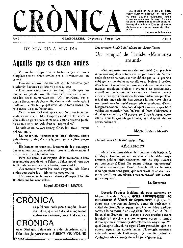 Crònica, 21/2/1930 [Issue]