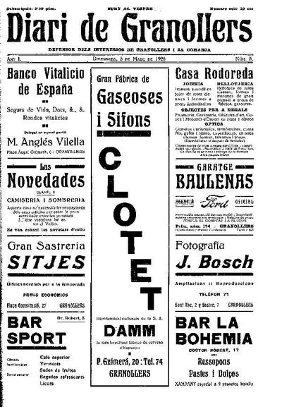 Diari de Granollers, 5/3/1926 [Issue]