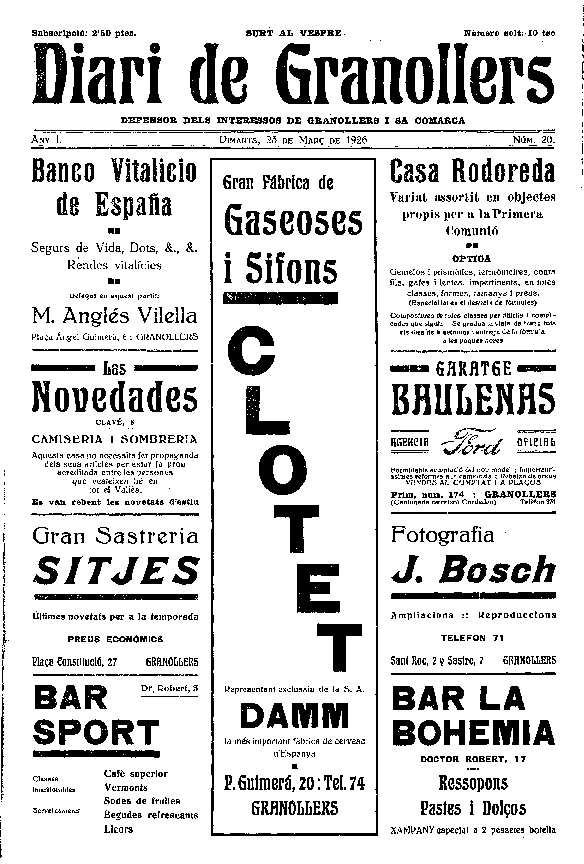 Diari de Granollers, 23/3/1926 [Issue]