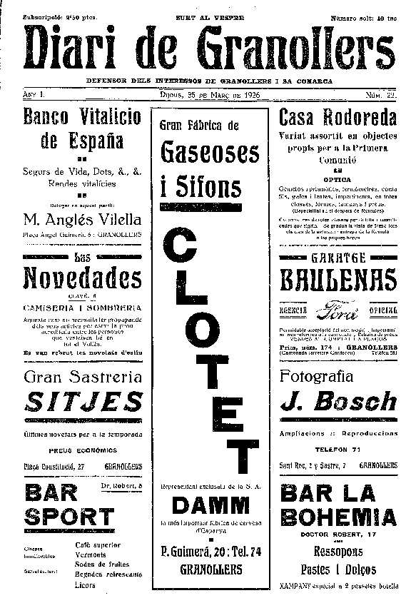 Diari de Granollers, 25/3/1926 [Issue]