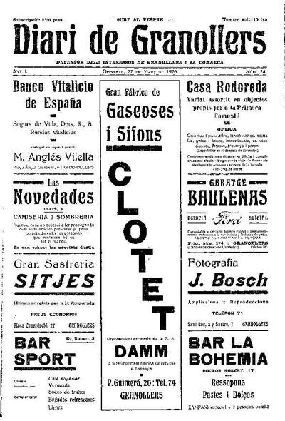 Diari de Granollers, 27/3/1926 [Issue]