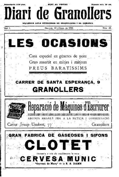 Diari de Granollers, 19/4/1926 [Issue]