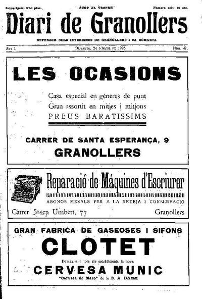 Diari de Granollers, 24/4/1926 [Issue]