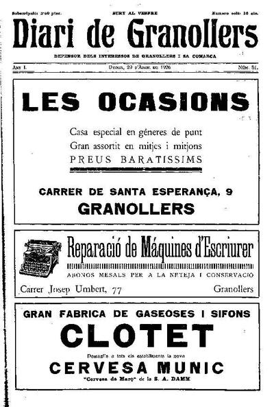Diari de Granollers, 29/4/1926 [Issue]