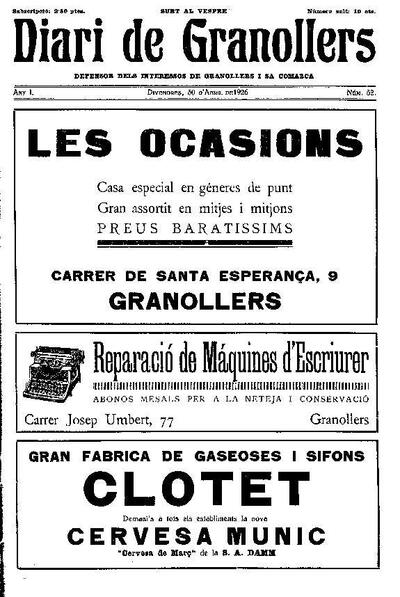 Diari de Granollers, 30/4/1926 [Issue]