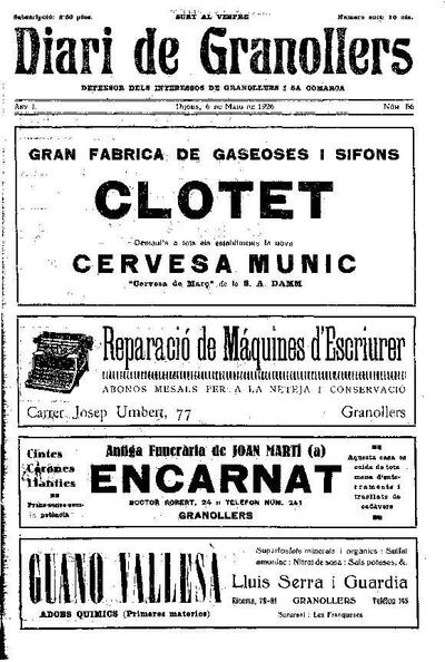 Diari de Granollers, 6/5/1926 [Issue]
