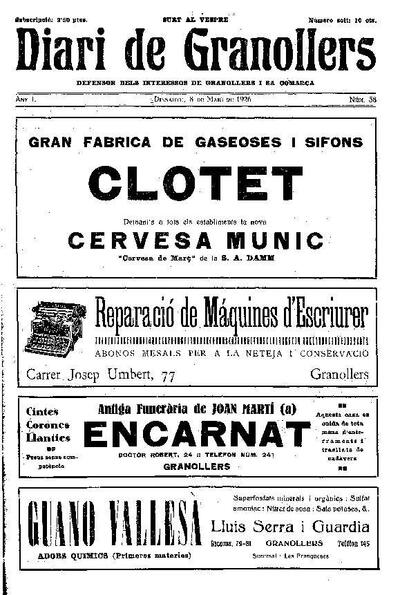 Diari de Granollers, 8/5/1926 [Issue]