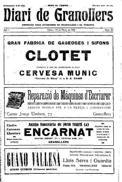 Diari de Granollers, 13/5/1926 [Issue]