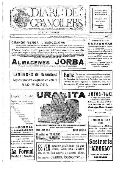 Diari de Granollers, 27/12/1929 [Issue]