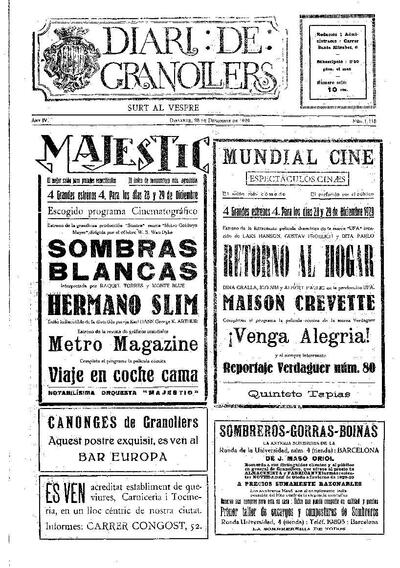 Diari de Granollers, 28/12/1929 [Issue]