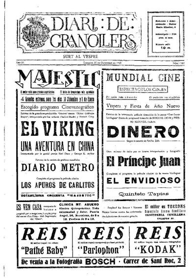 Diari de Granollers, 31/12/1929 [Issue]