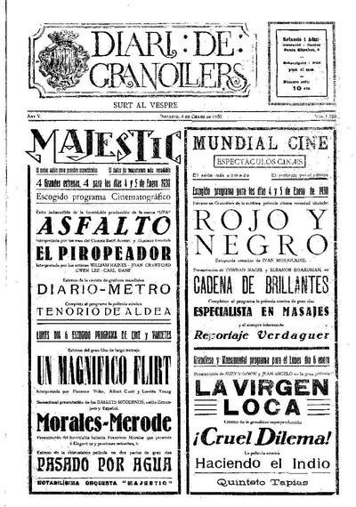 Diari de Granollers, 4/1/1930 [Issue]
