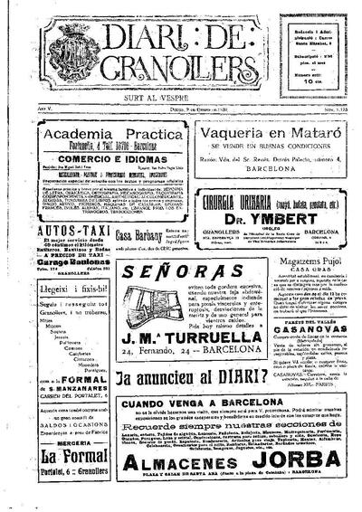 Diari de Granollers, 9/1/1930 [Issue]