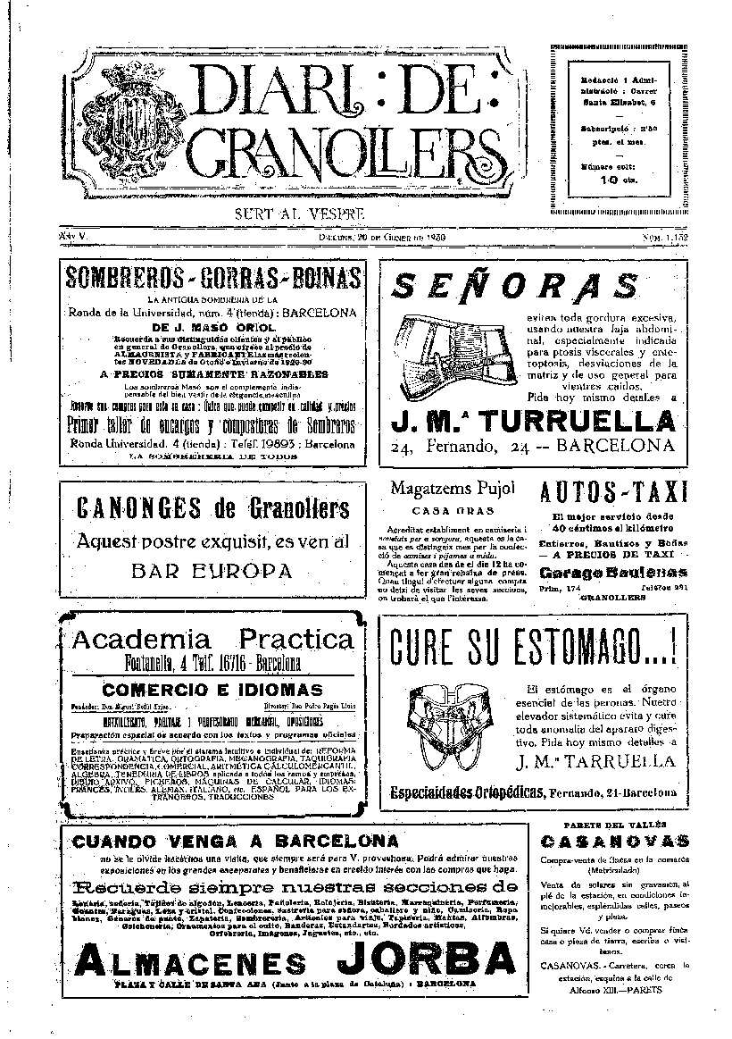 Diari de Granollers, 20/1/1930 [Issue]