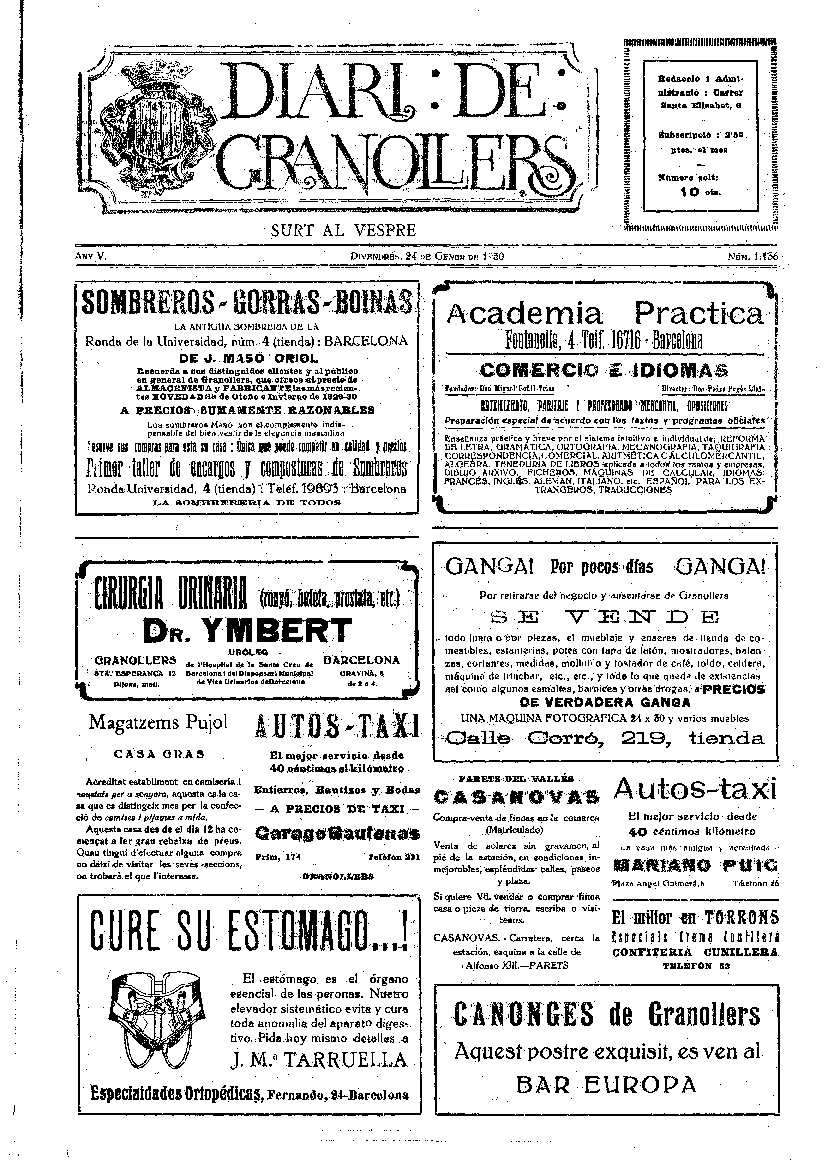 Diari de Granollers, 24/1/1930 [Issue]