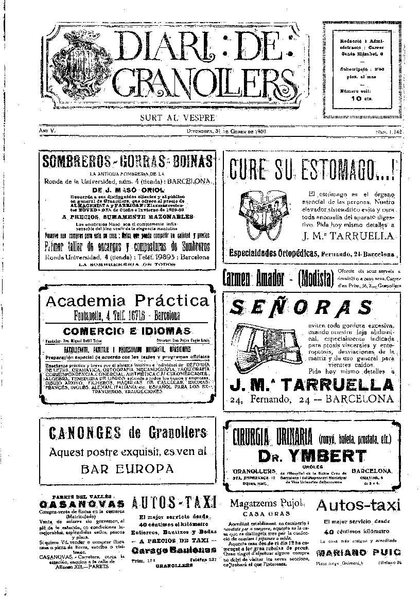 Diari de Granollers, 31/1/1930 [Issue]