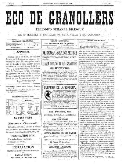 Eco de Granollers, 4/2/1883 [Exemplar]