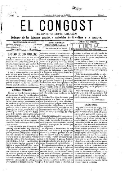 El Congost, 7/2/1886 [Ejemplar]