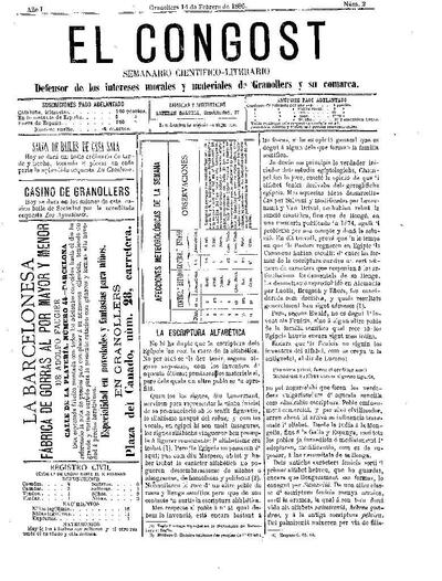 El Congost, 14/2/1886 [Ejemplar]
