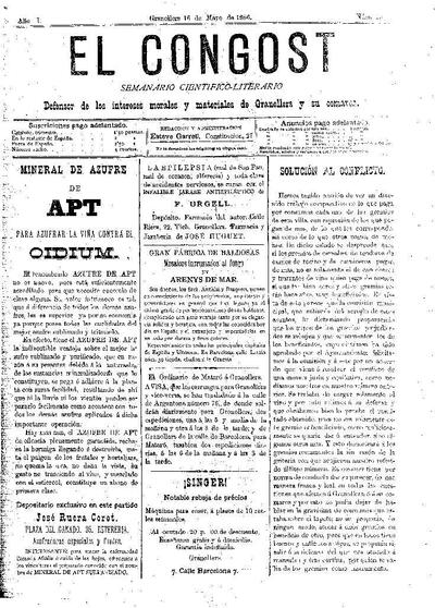El Congost, 16/5/1886 [Ejemplar]