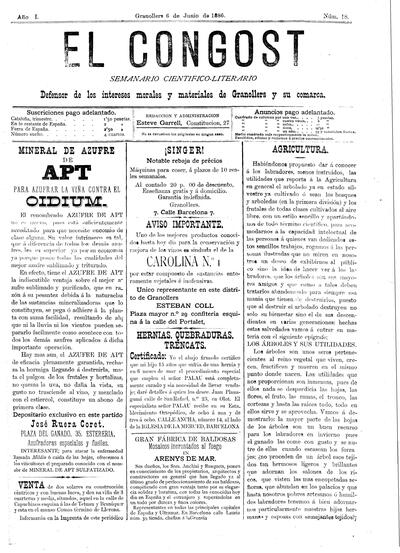 El Congost, 6/6/1886 [Ejemplar]