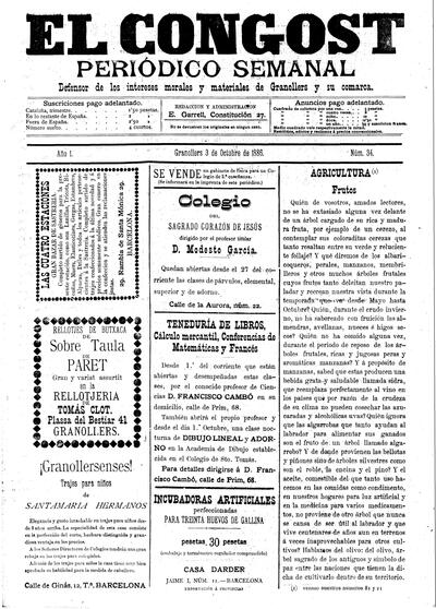 El Congost, 3/10/1886 [Ejemplar]
