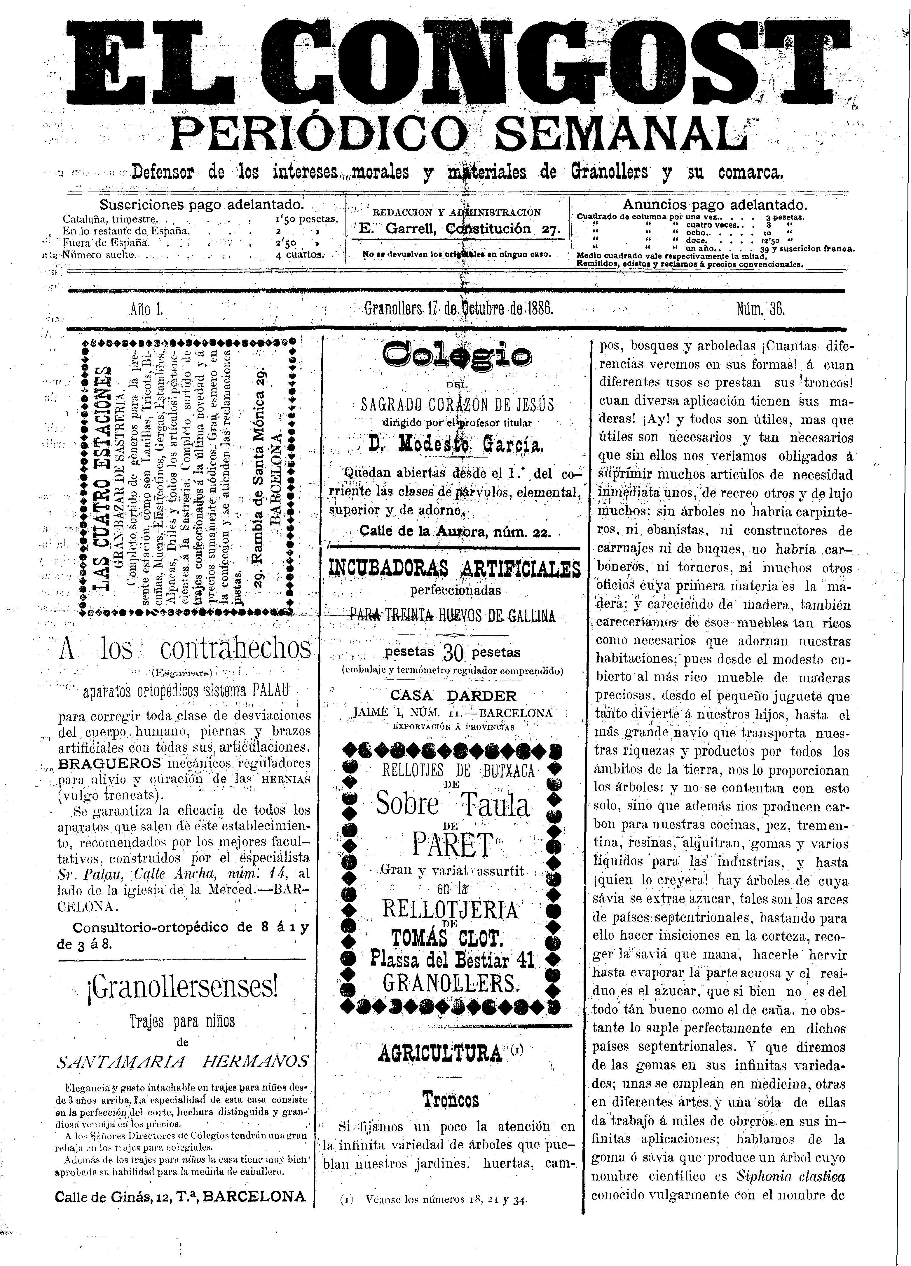 El Congost, 17/10/1886 [Ejemplar]