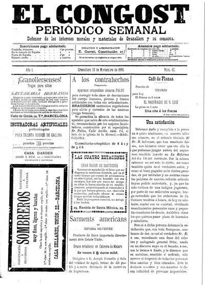 El Congost, 28/11/1886 [Ejemplar]
