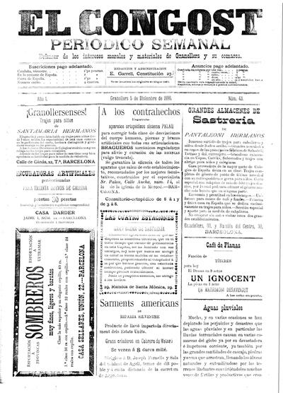 El Congost, 5/12/1886 [Ejemplar]