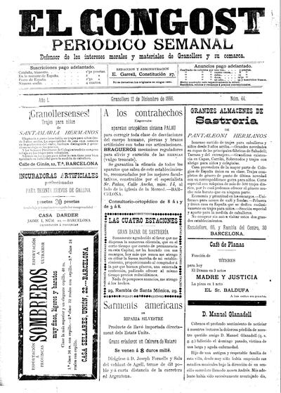 El Congost, 12/12/1886 [Ejemplar]