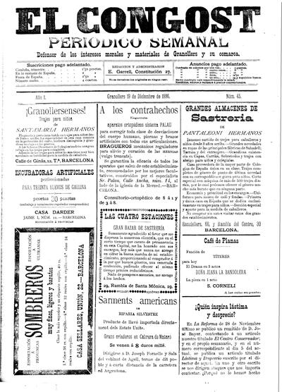 El Congost, 19/12/1886 [Ejemplar]
