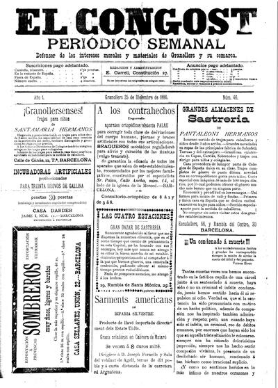 El Congost, 25/12/1886 [Issue]