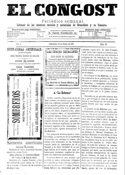 El Congost, 23/1/1887 [Exemplar]
