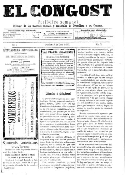 El Congost, 30/1/1887 [Ejemplar]